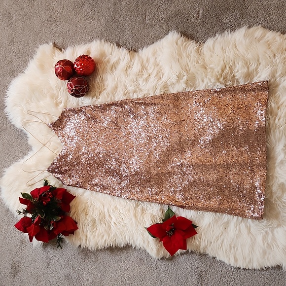 Zara XS Rose gold sequin midi slip dress - Picture 7 of 16